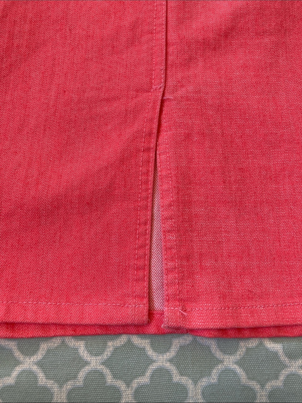 Christopher & Banks Coral Colored Denim Skirt Midi Pencil 14 - Picture 7 of 9